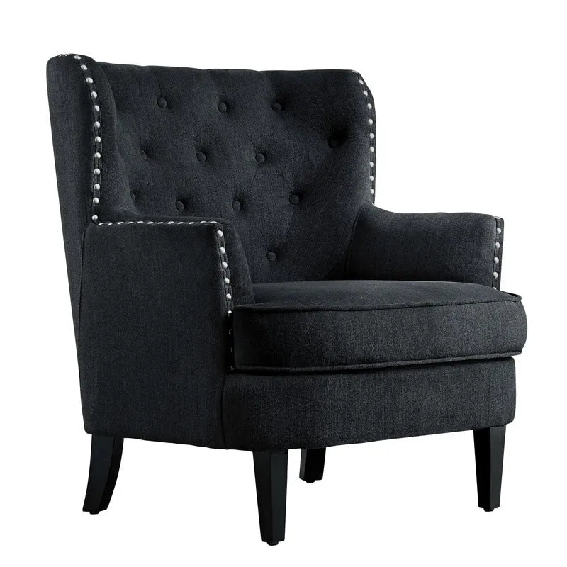 Fauteuil d'appoint Moser Bay Mignon en velours et lin, 76 cm de large, à oreilles capitonnées