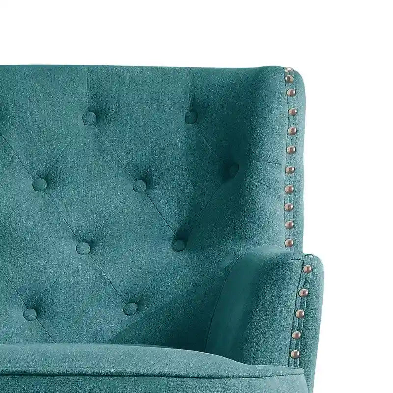 Fauteuil d'appoint Moser Bay Mignon en velours et lin, 76 cm de large, à oreilles capitonnées