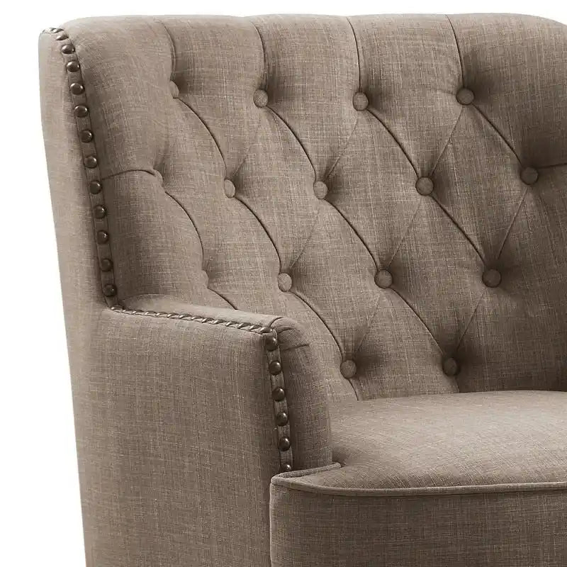 Fauteuil d'appoint Moser Bay Mignon en velours et lin, 76 cm de large, à oreilles capitonnées