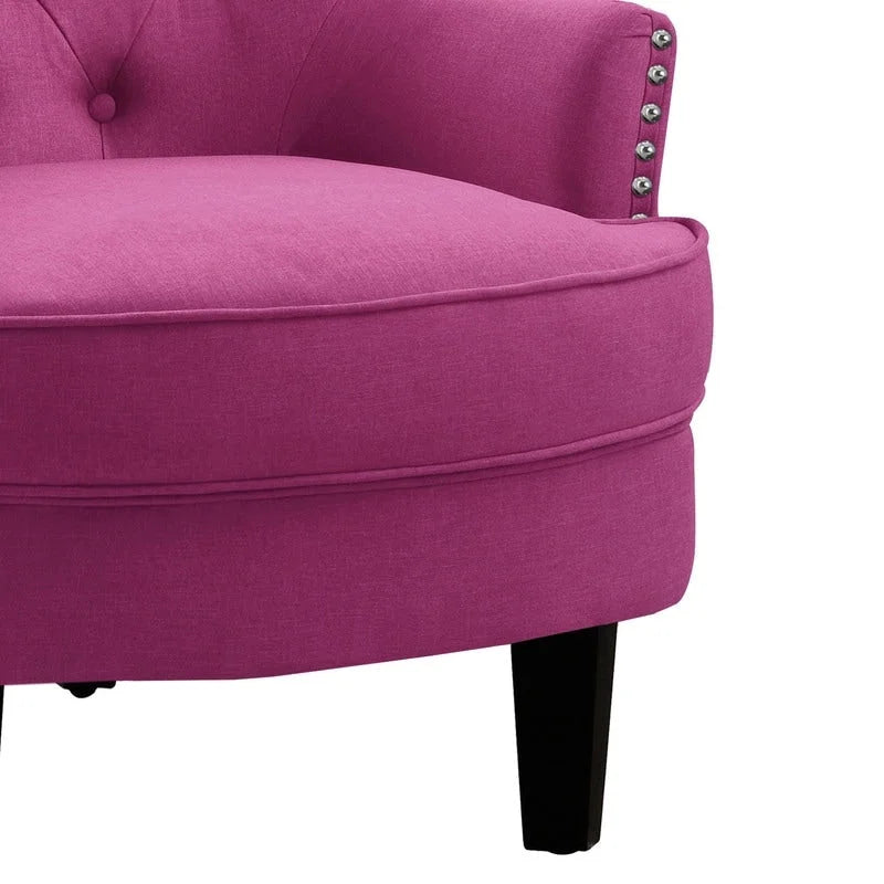 Fauteuil d'appoint Moser Bay Mignon en velours et lin, 76 cm de large, à oreilles capitonnées