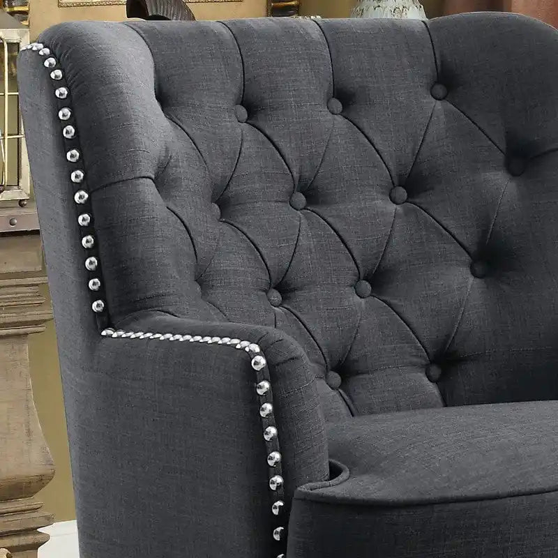 Fauteuil d'appoint Moser Bay Mignon en velours et lin, 76 cm de large, à oreilles capitonnées