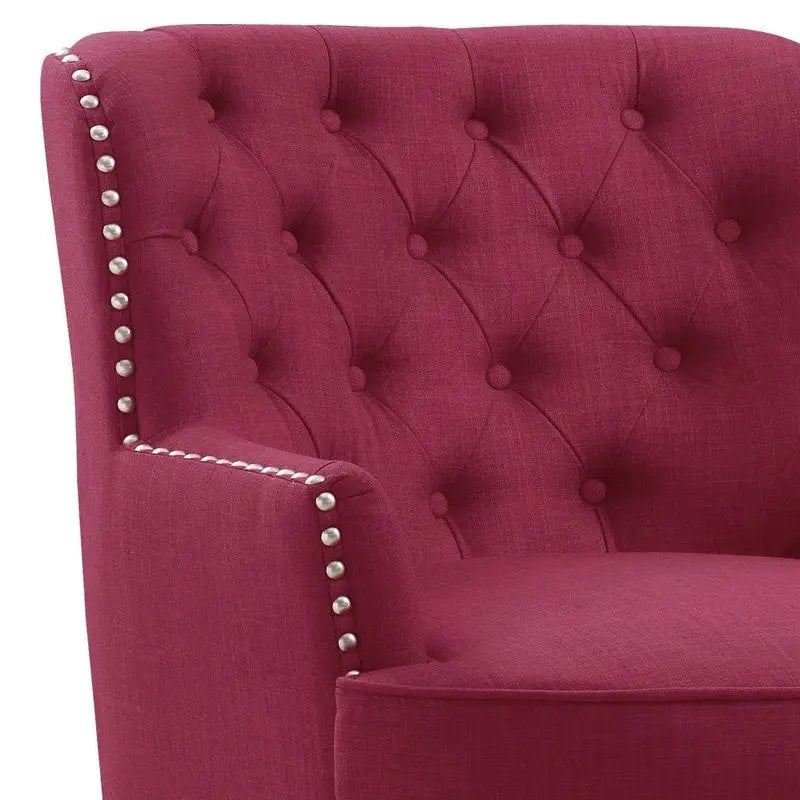 Fauteuil d'appoint Moser Bay Mignon en velours et lin, 76 cm de large, à oreilles capitonnées