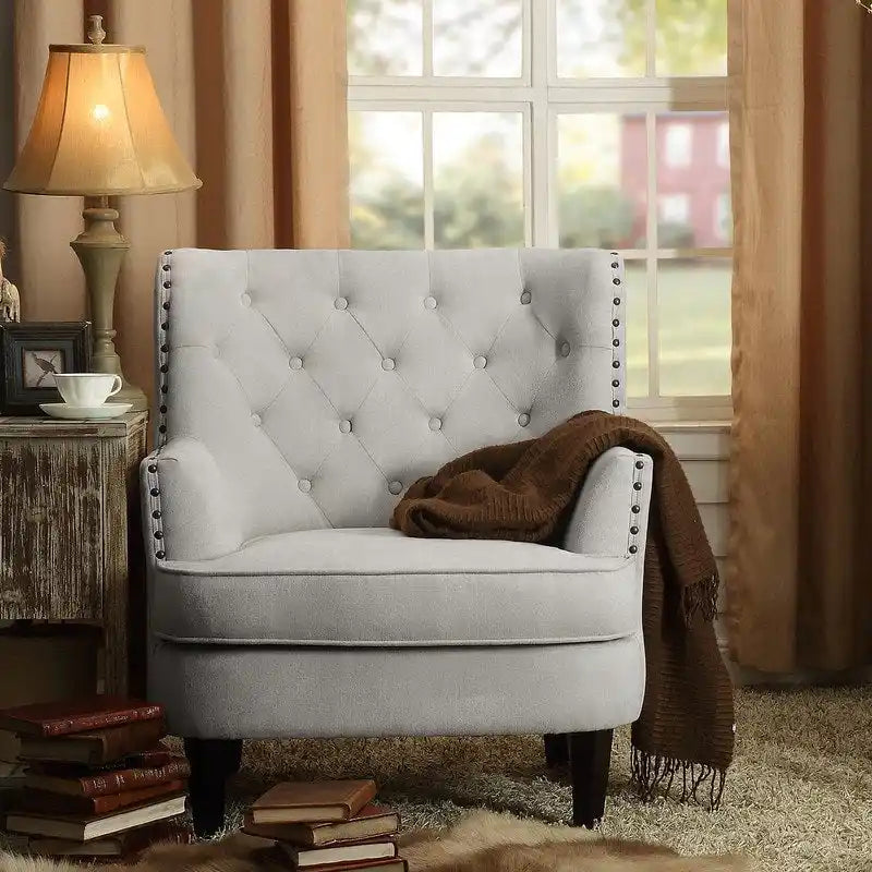 Fauteuil d'appoint Moser Bay Mignon en velours et lin, 76 cm de large, à oreilles capitonnées