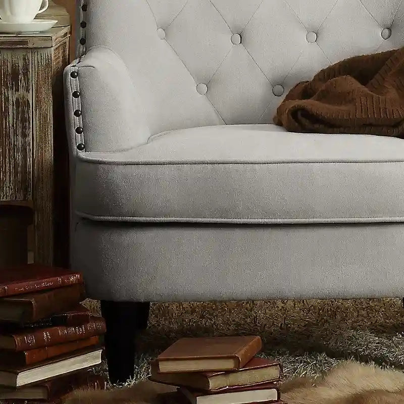 Fauteuil d'appoint Moser Bay Mignon en velours et lin, 76 cm de large, à oreilles capitonnées