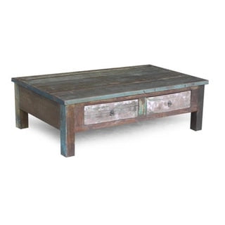 Table basse artisanale en bois ancien recyclé (Inde)