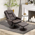 Fauteuil inclinable et repose-pieds HOMCOM avec base enveloppée, fauteuil inclinable pivotant en cuir PU avec repose-pieds pour salon