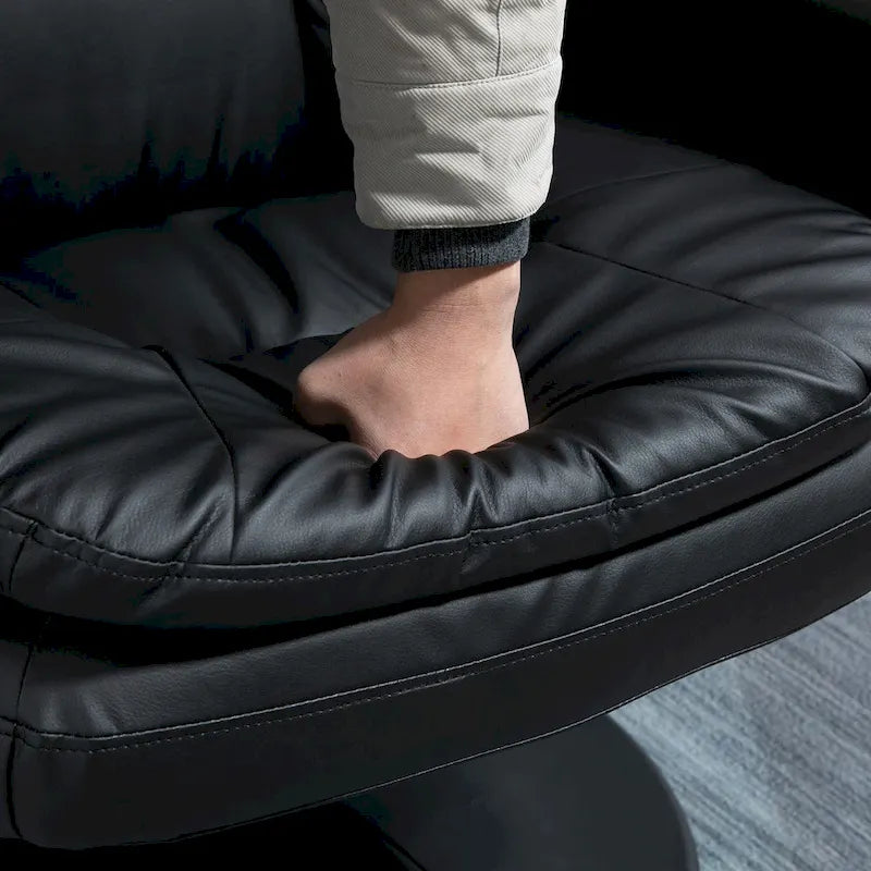 Fauteuil inclinable et repose-pieds HOMCOM avec base enveloppée, fauteuil inclinable pivotant en cuir PU avec repose-pieds pour salon