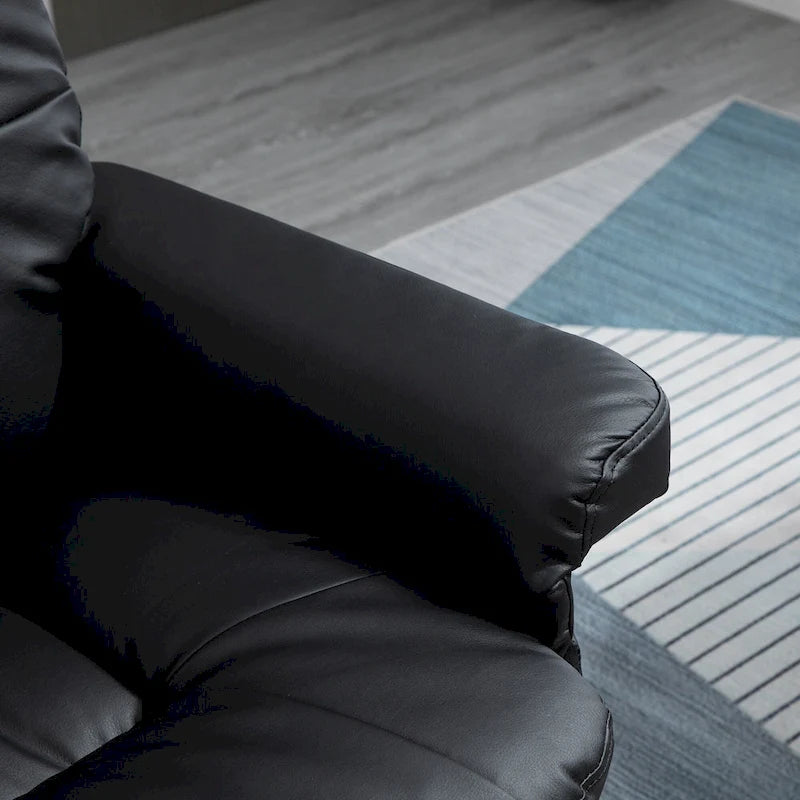 Fauteuil inclinable et repose-pieds HOMCOM avec base enveloppée, fauteuil inclinable pivotant en cuir PU avec repose-pieds pour salon