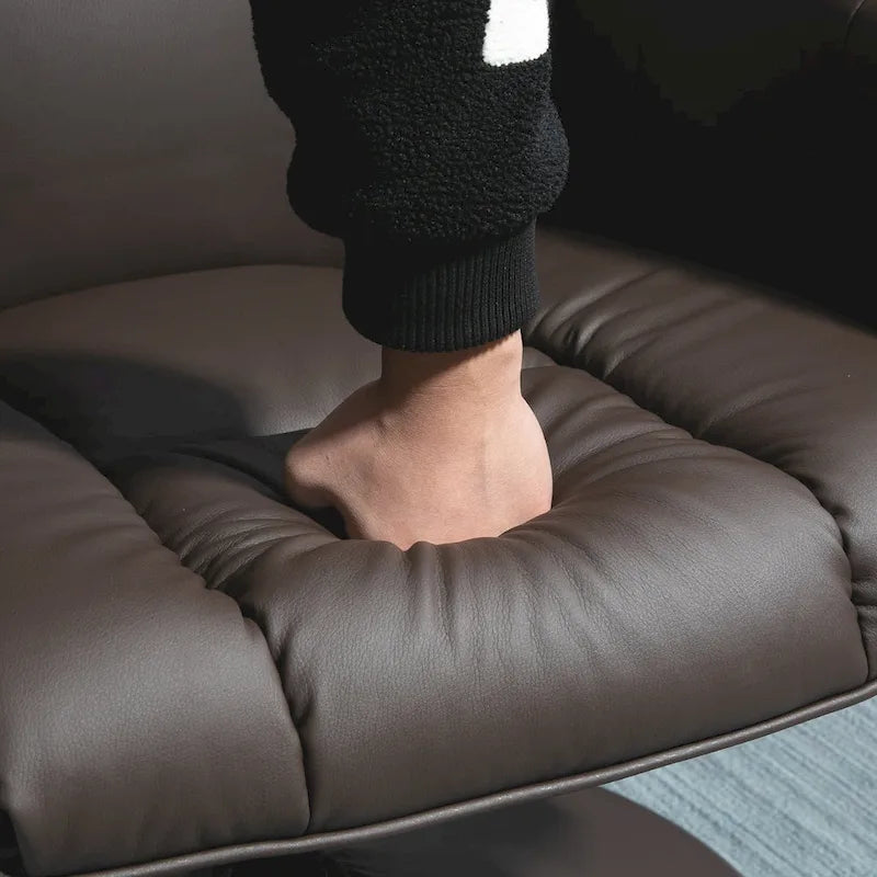 Fauteuil inclinable et repose-pieds HOMCOM avec base enveloppée, fauteuil inclinable pivotant en cuir PU avec repose-pieds pour salon