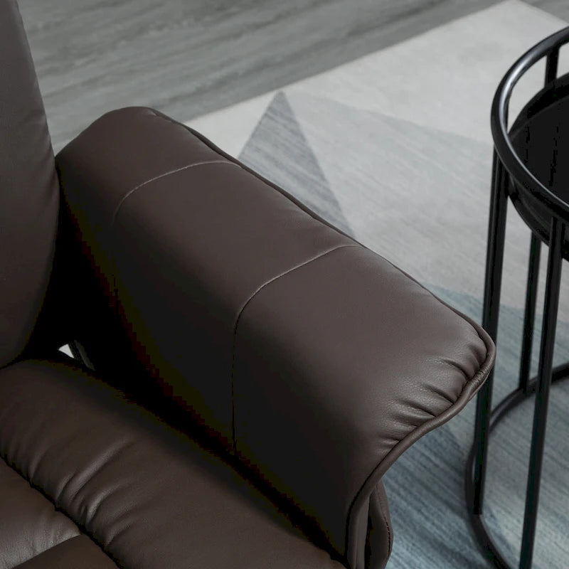 Fauteuil inclinable et repose-pieds HOMCOM avec base enveloppée, fauteuil inclinable pivotant en cuir PU avec repose-pieds pour salon