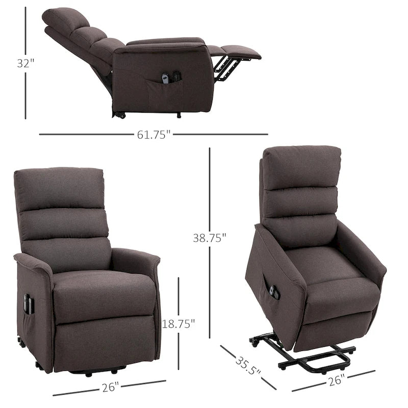 Fauteuil releveur électrique HOMCOM, canapé de massage vibrant avec télécommande pour personnes âgées, mobilier de salon ou de bureau