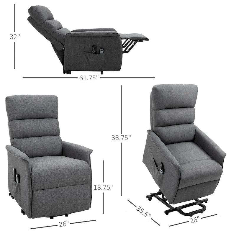 Fauteuil releveur électrique HOMCOM, canapé de massage vibrant avec télécommande pour personnes âgées, mobilier de salon ou de bureau