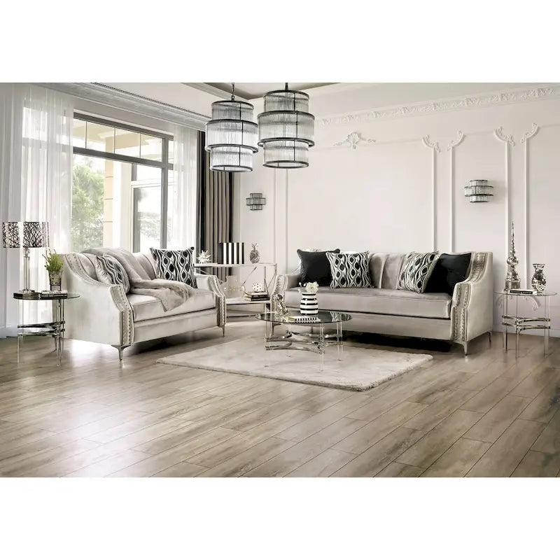 Canapé deux places rembourré en bois massif Vynn Transitional de Furniture of America