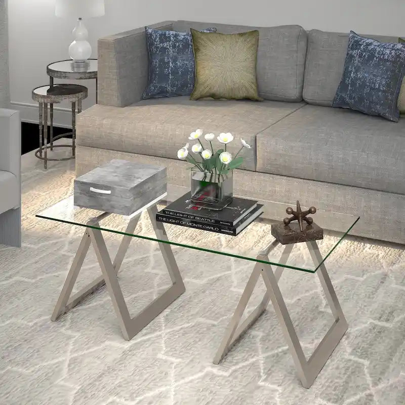 Table basse Modara à pieds tréteaux (Finitions en option)