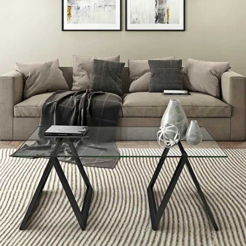 Table basse Modara à pieds tréteaux (Finitions en option)