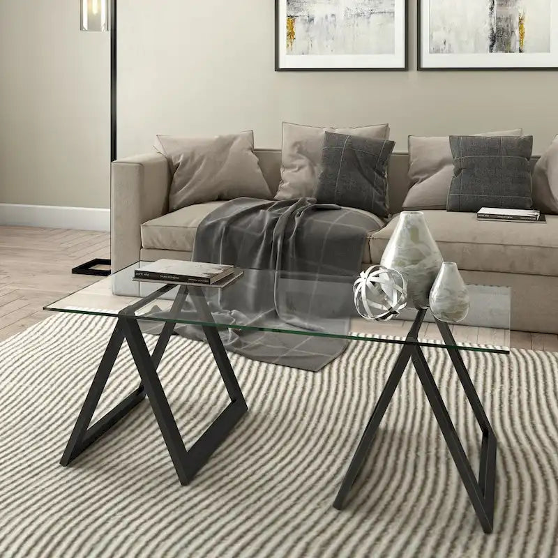 Table basse Modara à pieds tréteaux (Finitions en option)