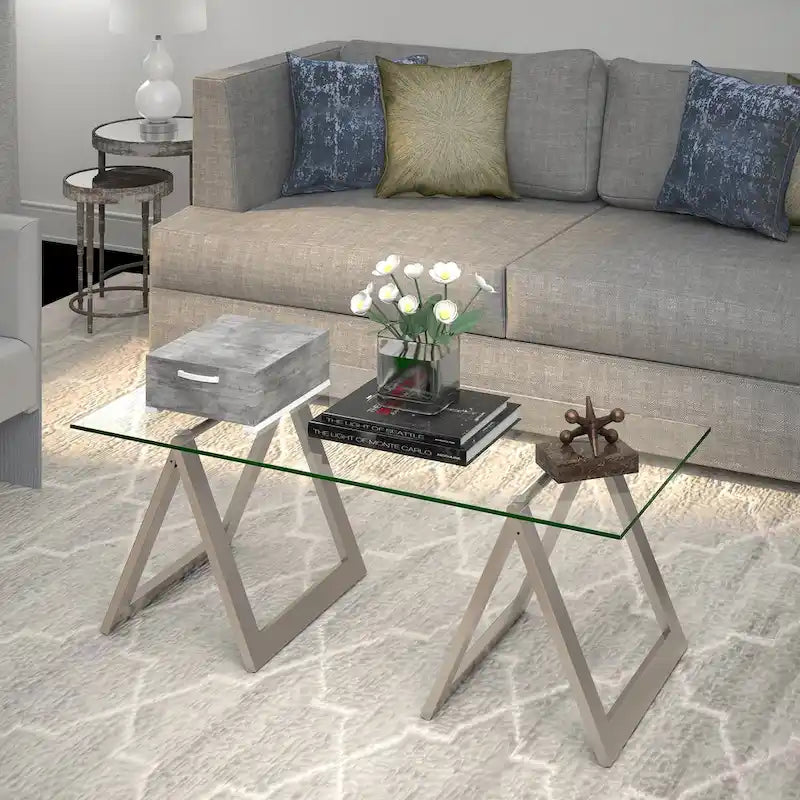 Table basse Modara à pieds tréteaux (Finitions en option)