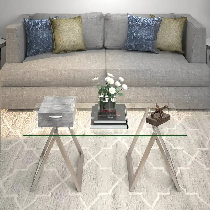 Table basse Modara à pieds tréteaux (Finitions en option)