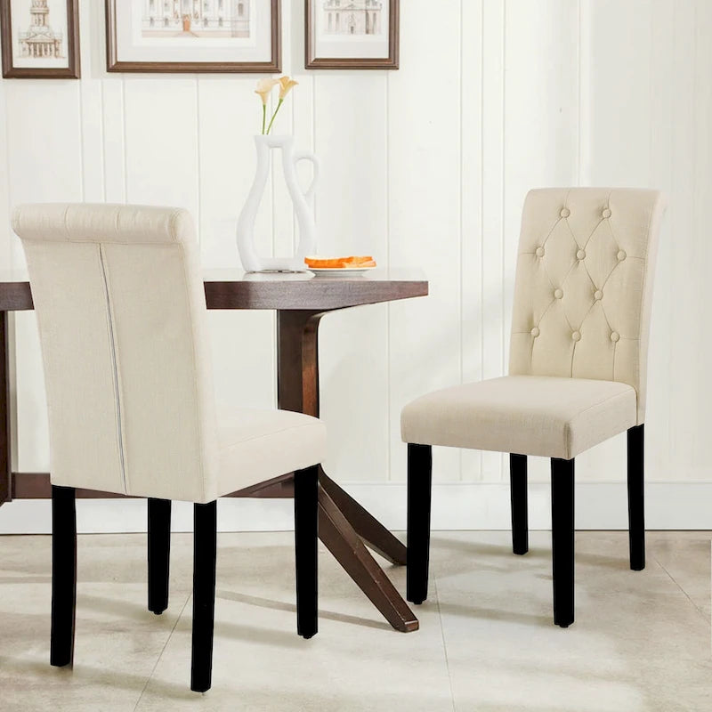Ensemble de 2 chaises de salle à manger capitonnées en tissu