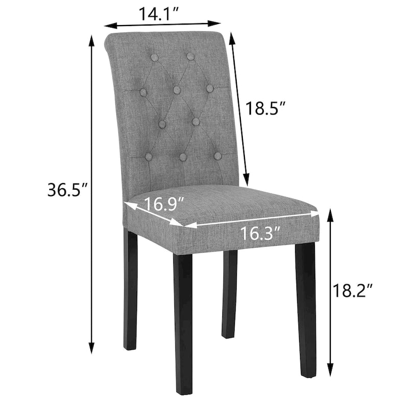 Ensemble de 2 chaises de salle à manger capitonnées en tissu