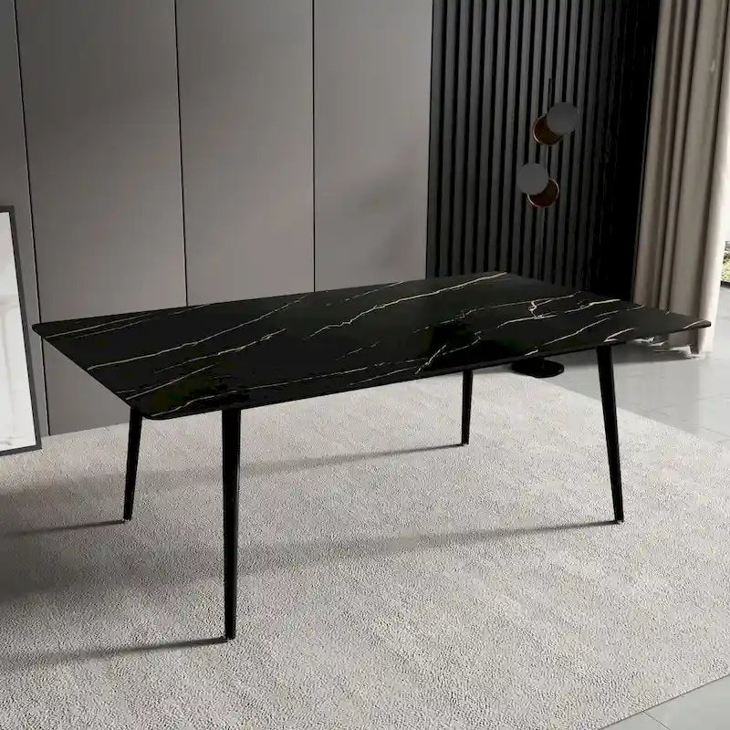 Table de salle à manger rectangulaire de 70,8 cm avec plateau en pierre