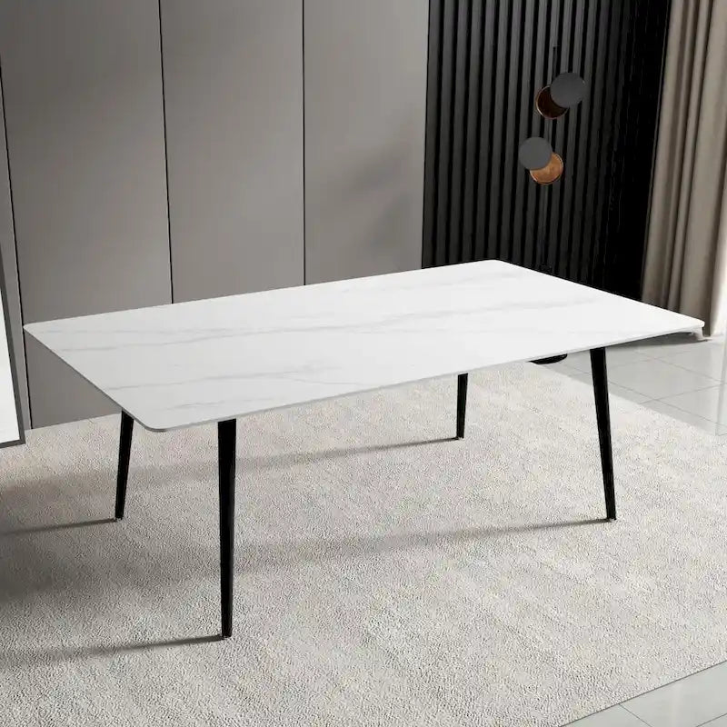 Table de salle à manger rectangulaire de 70,8 cm avec plateau en pierre