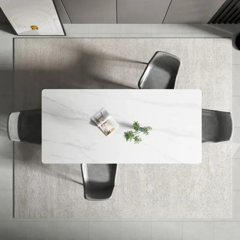 Table de salle à manger rectangulaire de 70,8 cm avec plateau en pierre