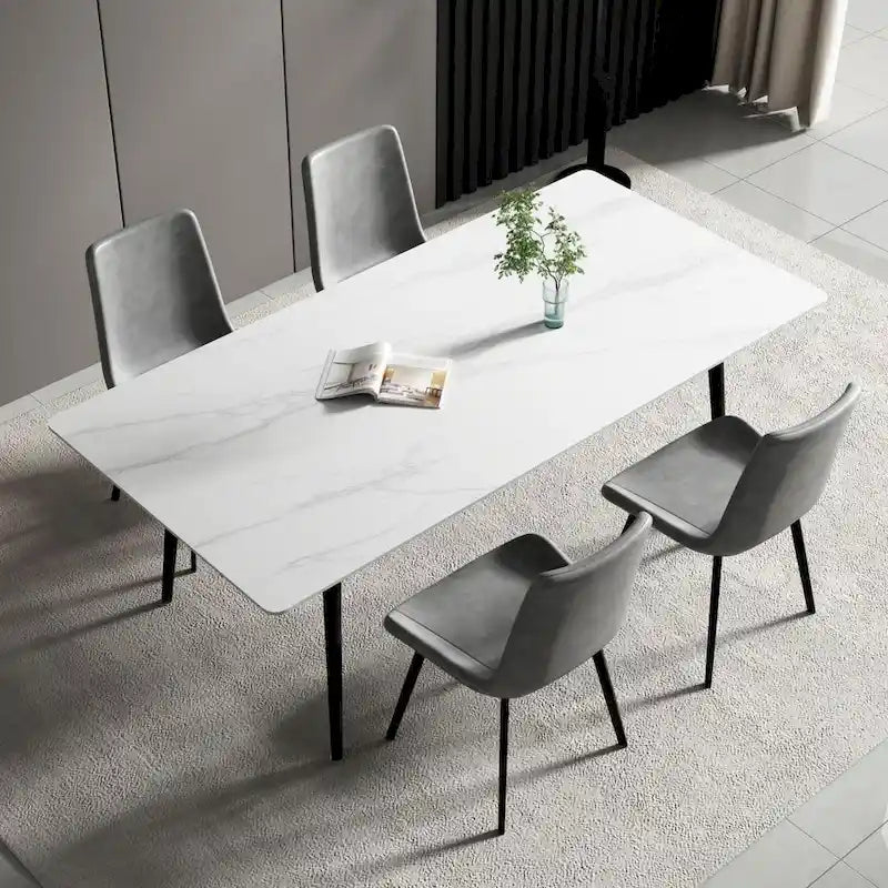 Table de salle à manger rectangulaire de 70,8 cm avec plateau en pierre