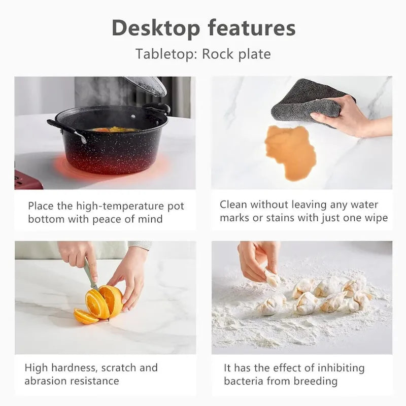 Table de salle à manger rectangulaire de 70,8 cm avec plateau en pierre