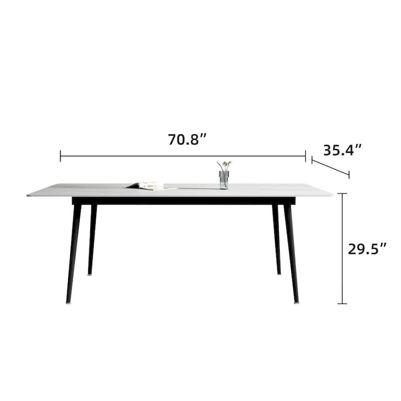 Table de salle à manger rectangulaire de 70,8 cm avec plateau en pierre