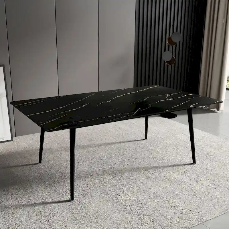 Table de salle à manger rectangulaire de 70,8 cm avec plateau en pierre