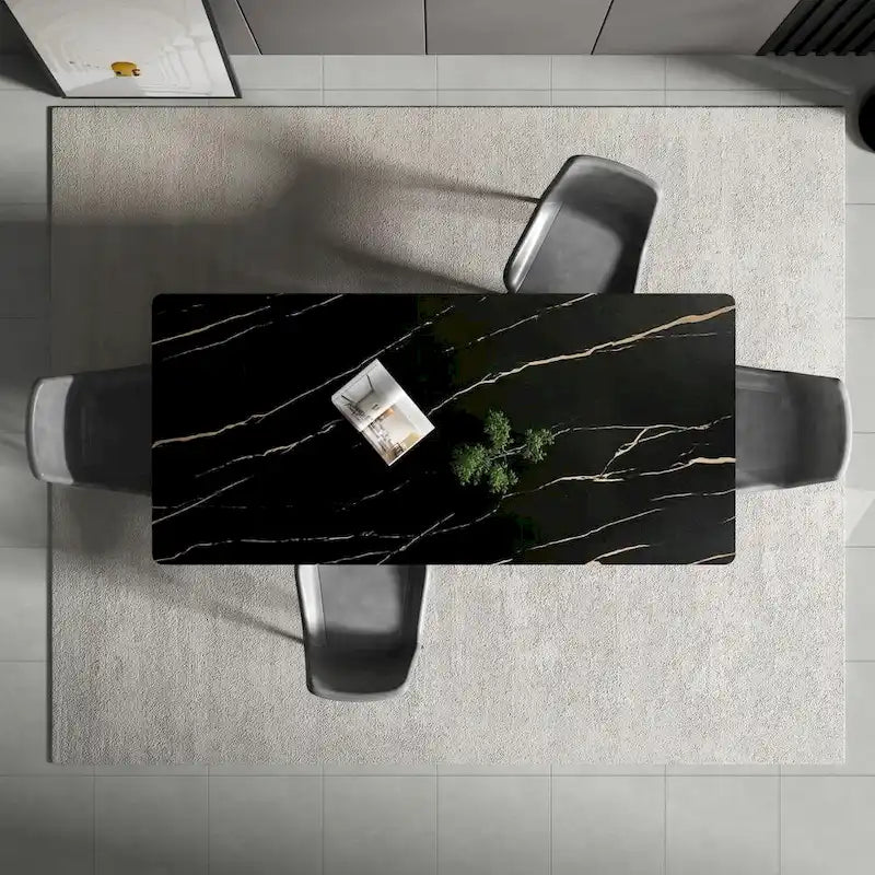 Table de salle à manger rectangulaire de 70,8 cm avec plateau en pierre