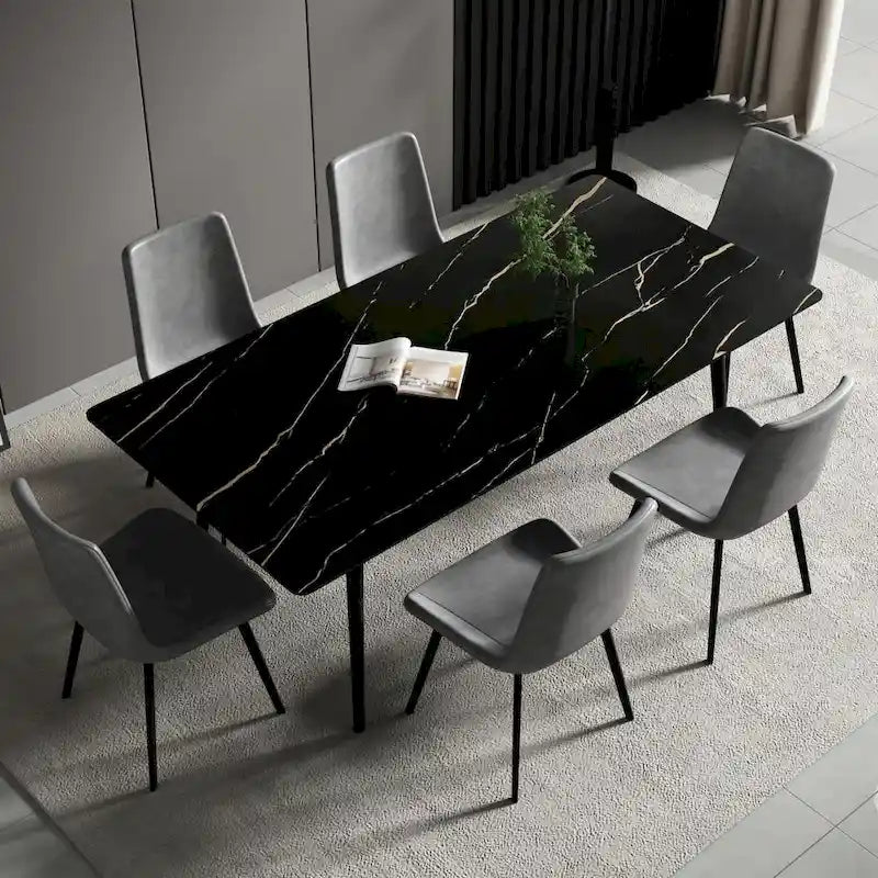 Table de salle à manger rectangulaire de 70,8 cm avec plateau en pierre