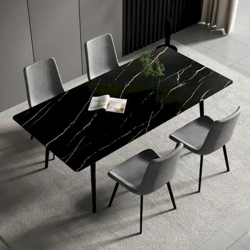 Table de salle à manger rectangulaire de 70,8 cm avec plateau en pierre