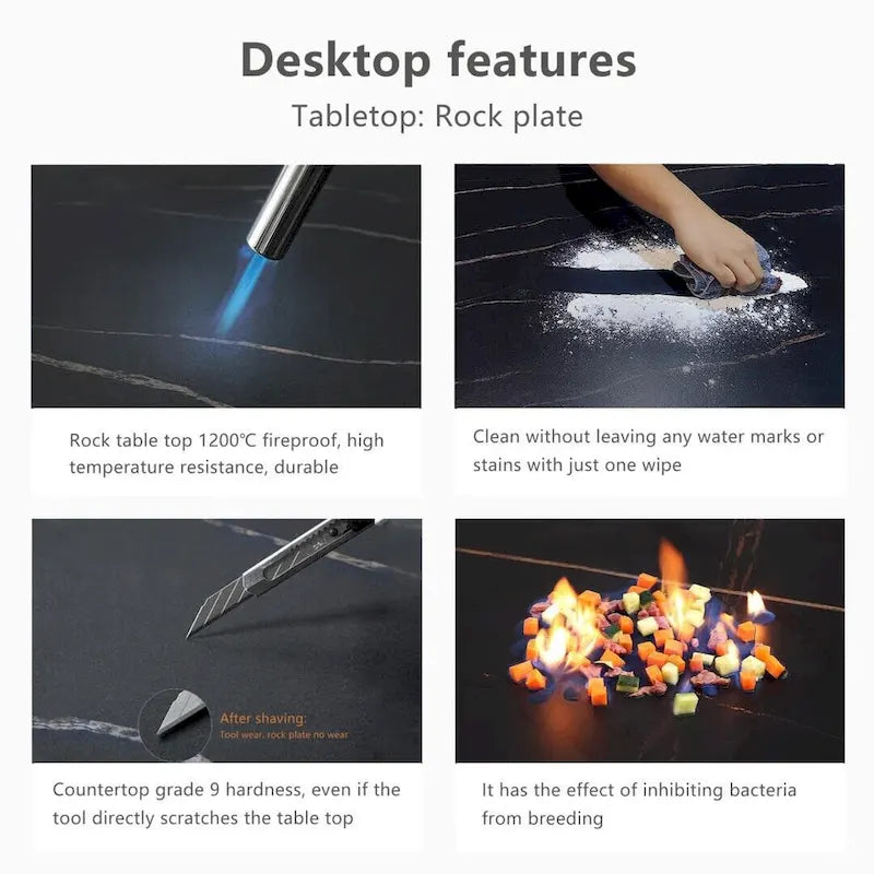 Table de salle à manger rectangulaire de 70,8 cm avec plateau en pierre