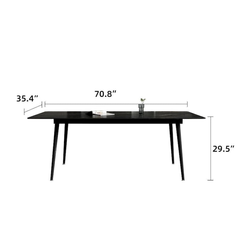 Table de salle à manger rectangulaire de 70,8 cm avec plateau en pierre