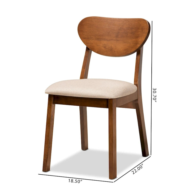 Ensemble de chaises de salle à manger 2 pièces Damara style moderne du milieu du siècle