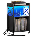 Support de platine vinyle Moasis à roulettes avec éclairage LED et station de charge