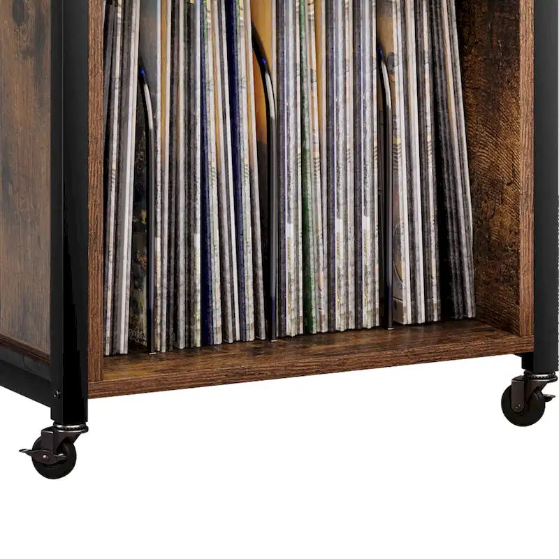Support de platine vinyle Moasis à roulettes avec éclairage LED et station de charge