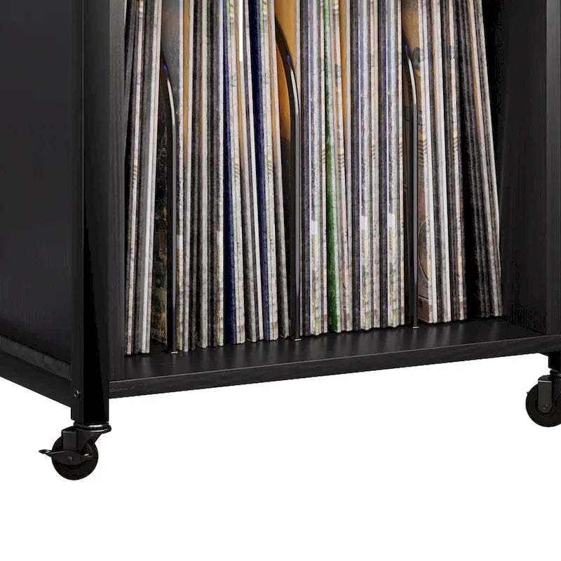 Support de platine vinyle Moasis à roulettes avec éclairage LED et station de charge