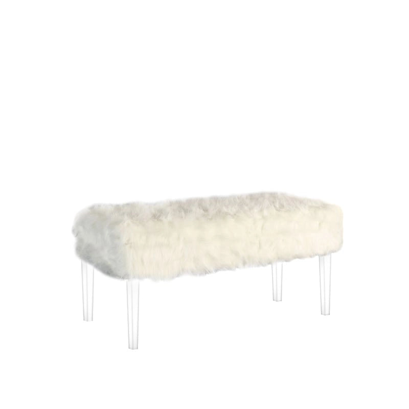 Banc de rangement Horice de 50 cm (20 pouces) en fausse fourrure cloutée avec pieds en acrylique