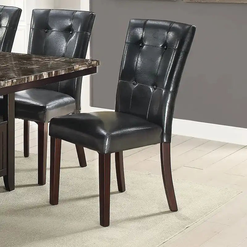 Chaise de salle à manger rembourrée en cuir, lot de 2