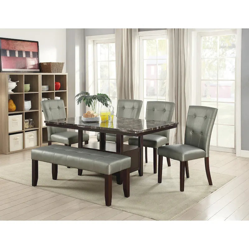 Chaise de salle à manger rembourrée en cuir, lot de 2