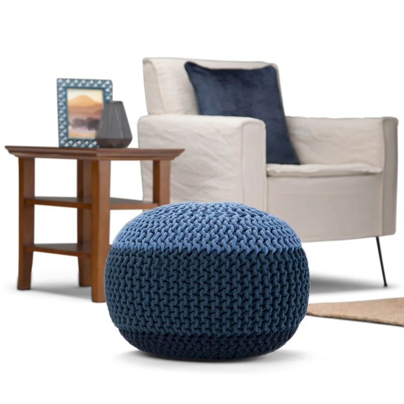 Pouf rond WYNDENHALL Rigby Boho tricoté à la main