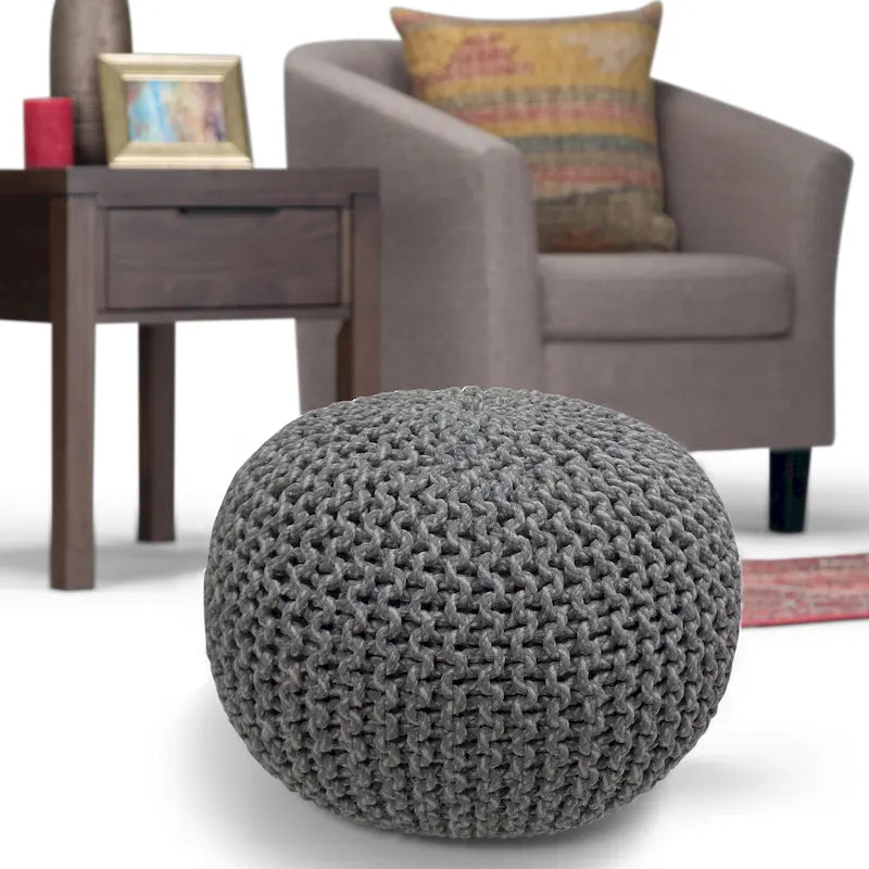 Pouf rond WYNDENHALL Rigby Boho tricoté à la main