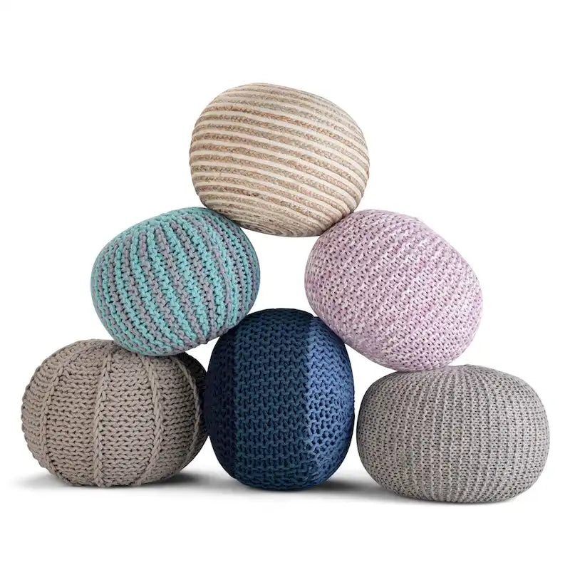 Pouf rond WYNDENHALL Rigby Boho tricoté à la main