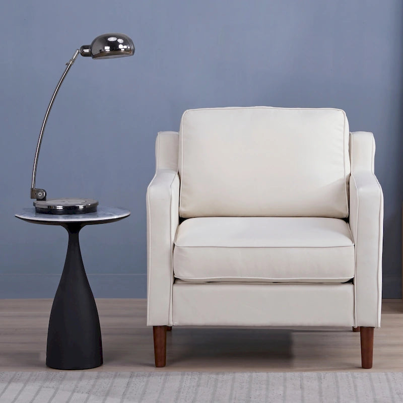 Fauteuil d'appoint moderne Sedona, fauteuil en similicuir/cuir végétalien