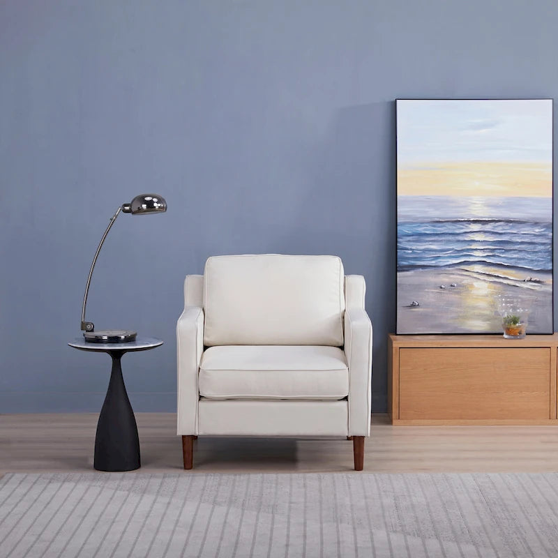 Fauteuil d'appoint moderne Sedona, fauteuil en similicuir/cuir végétalien