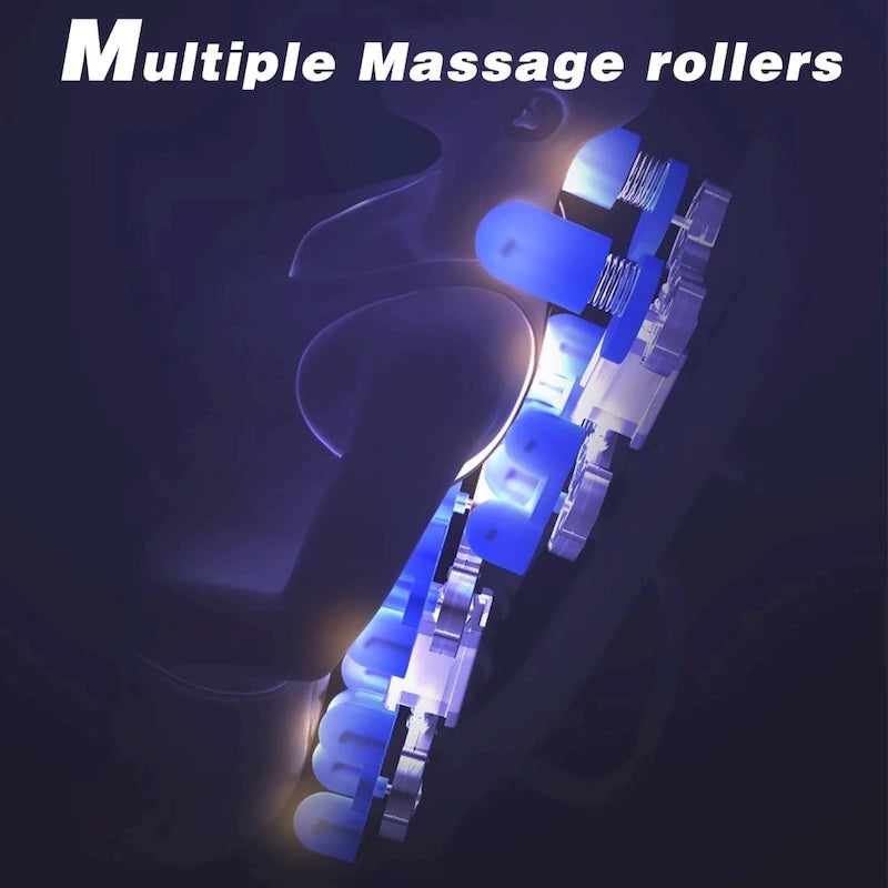 Fauteuil de massage inclinable avec fonction zéro gravité, coussins d'air, haut-parleur Bluetooth et rouleau de massage pour les pieds (noir)