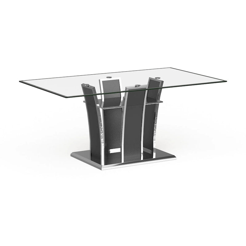 Table de salle à manger moderne Resk de 72 pouces avec plateau en verre et bois de Furniture of America